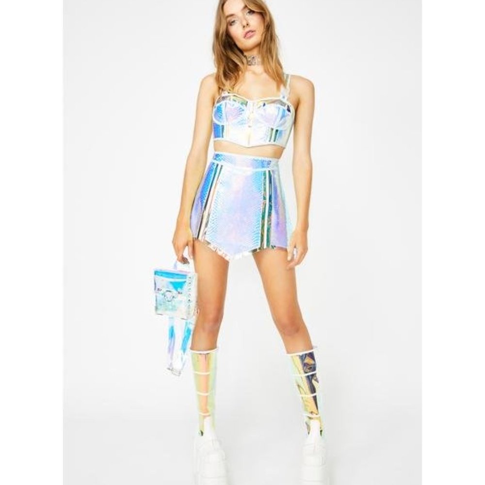 OPULENT EMPRESS HOLOGRAM BUSTIER AND SKIRT